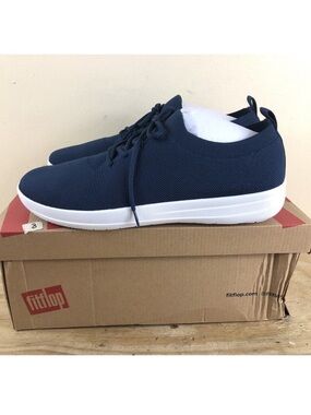 Fitflop NWT Navy F-Sporty UberKnit Lace-Up Sneakers with White Sole brand new